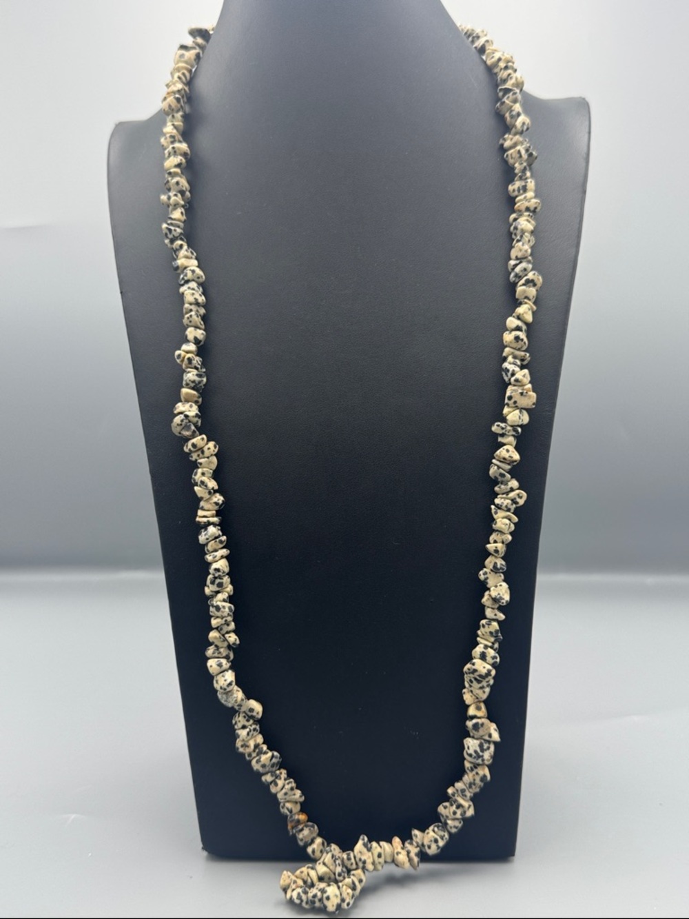 Dalmatian Jasper Nugget Necklace in Cream and Black